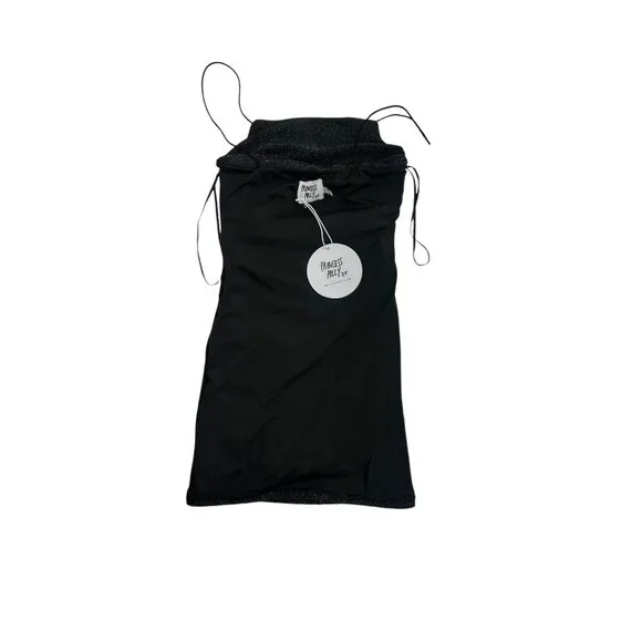 ✨ NWT Princess Polly Black Sparkle Ruched Mini Dress 4 ✨ - Picture 3 of 4